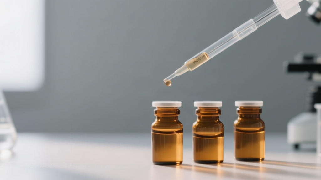 Biohacking — trois flacons de rétatrutide lyophilisé, sur fond clair